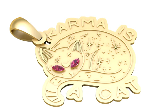 Karma Is Cat Pendant 3D Printable Model 3D Print Model