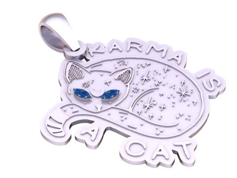 Karma Is Cat Pendant 3D Printable Model 3D Print Model