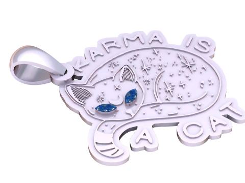 Karma Is Cat Pendant 3D Printable Model 3D Print Model