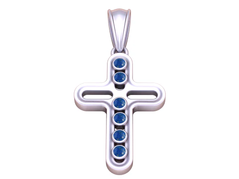 Golden Cross With Ruby Pendant 3D Printable Model 3D Print Model