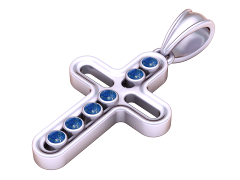 रूबी पेंडेंट 3डी प्रिंट करने योग्य मॉडल के साथ गोल्डन क्रॉस 3D प्रिंट मॉडल