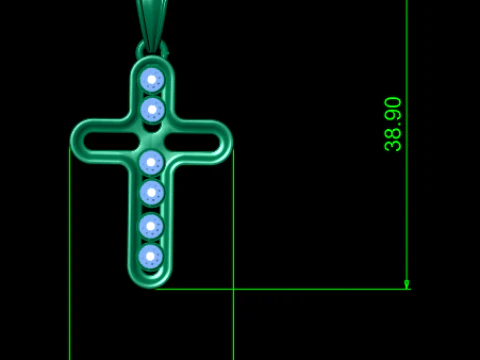 Golden Cross With Ruby Pendant 3D Printable Model 3D Print Model