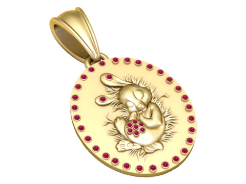 Golden Rabbit Pendant 3D Printable Model 3D Print Model