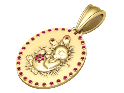 金兔吊坠 3D 打印模型 3D 打印模型