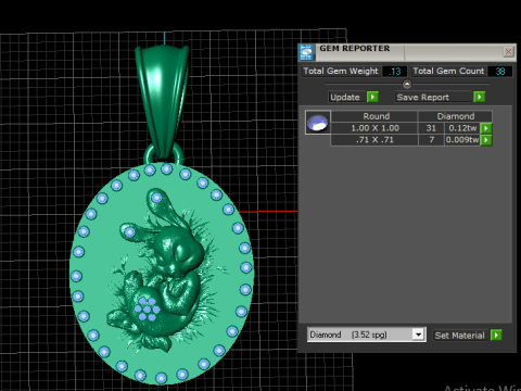 金兔吊坠 3D 打印模型 3D 打印模型