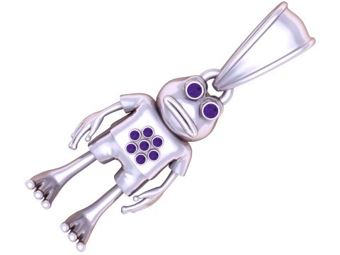 황금 개구리 캐릭터 펜던트 3D 인쇄 가능한 모델 3D 프린트 모델