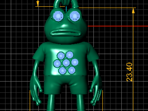 황금 개구리 캐릭터 펜던트 3D 인쇄 가능한 모델 3D 프린트 모델