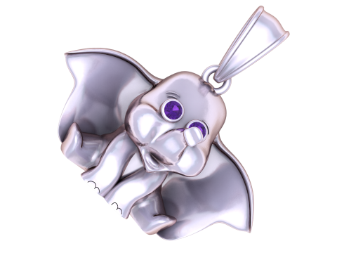 Modello stampabile 3D con ciondolo simpatico elefantino Modello di stampa 3D