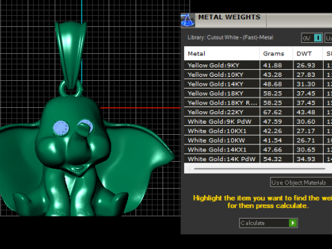 Modello stampabile 3D con ciondolo simpatico elefantino Modello di stampa 3D