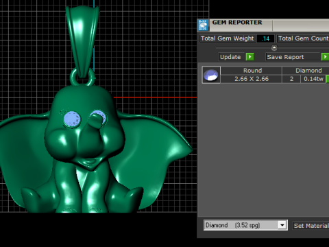 Modello stampabile 3D con ciondolo simpatico elefantino Modello di stampa 3D