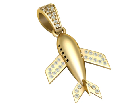 3D Printable Airplane Pendant with Diamond Accents 3D Print Model