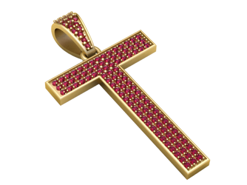Wisiorek w kształcie krzyża do wydrukowania w 3D z kamieniami rubinowymi Model do druku 3D