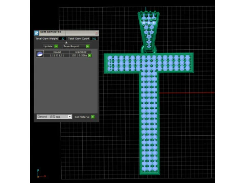 3D Printable Cross Pendant with Ruby Stones 3D Print Model