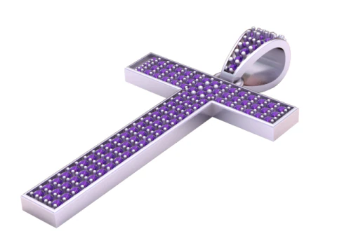 3D Printable Cross Pendant with Ruby Stones 3D Print Model