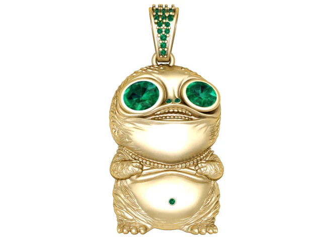 3D Printable Cute Alien Pendant with Emerald Eyes 3D Print Model .c4d .max .obj .3ds .fbx .stl .blend 