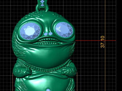 3D Printable Cute Alien Pendant with Emerald Eyes 3D Print Model