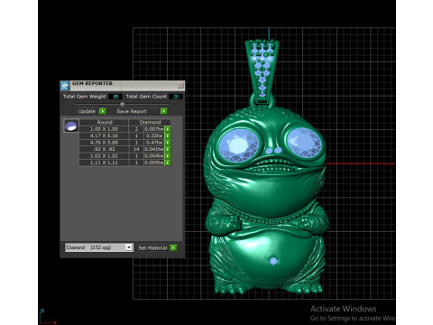 Simpatico ciondolo alieno stampabile in 3D con occhi di smeraldo Modello di stampa 3D