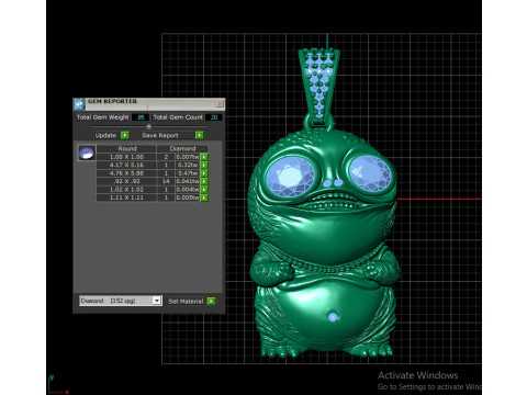 3D Printable Cute Alien Pendant with Emerald Eyes 3D Print Model