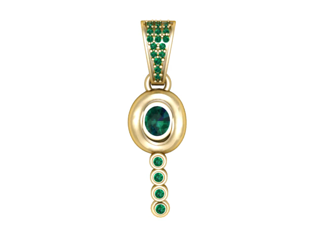 3D Printable Elegant Pendant with Emerald Stones 3D Print Model .c4d .max .obj .3ds .fbx .stl .blend 