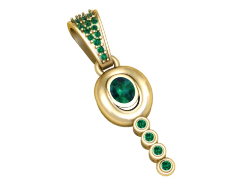 3D Printable Elegant Pendant with Emerald Stones 3D Print Model