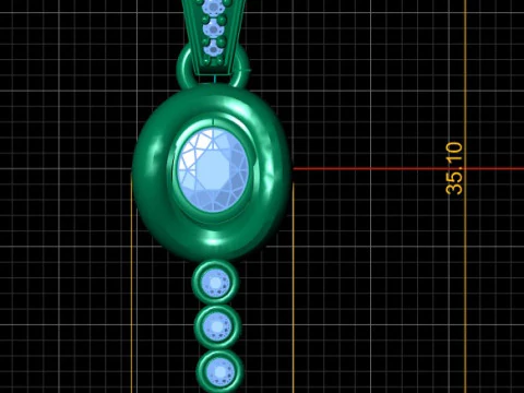 3D Printable Elegant Pendant with Emerald Stones 3D Print Model