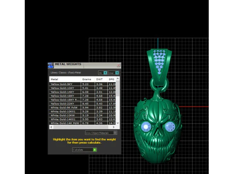3D Printable Skull Pendant with Ruby Eyes and Pumpkin Design 3D Print Model