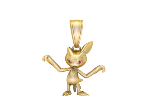 3D Printable Cute Bat Pendant with Ruby Eyes 3D Print Model