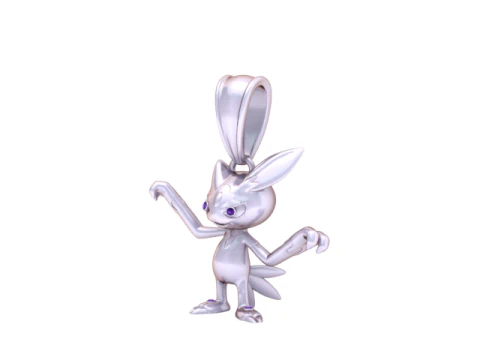 3D Printable Cute Bat Pendant with Ruby Eyes 3D Print Model