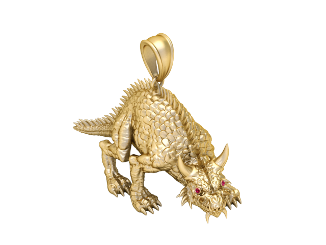 3D Printable Dragon Pendant with Ruby Eyes 3D Print Model .c4d .max .obj .3ds .fbx .stl .blend 
