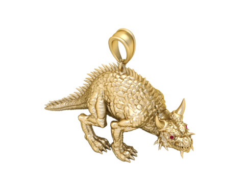 3D Printable Dragon Pendant with Ruby Eyes 3D Print Model