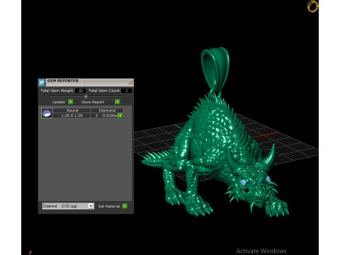 3D Printable Dragon Pendant with Ruby Eyes 3D Print Model