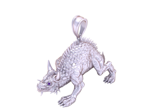3D Printable Dragon Pendant with Ruby Eyes 3D Print Model