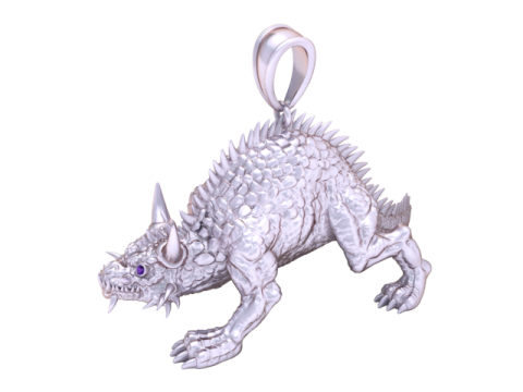 3D Printable Dragon Pendant with Ruby Eyes 3D Print Model
