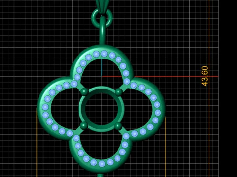 3D Printable Floral Pendant with Ruby Accents 3D Print Model