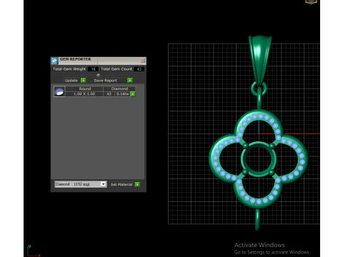 3D Printable Floral Pendant with Ruby Accents 3D Print Model