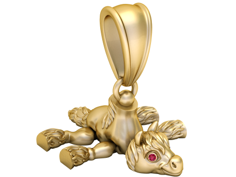 3D Printable Pony Pendant with Ruby Eyes 3D Print Model