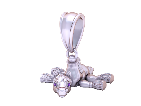 3D Printable Pony Pendant with Ruby Eyes 3D Print Model
