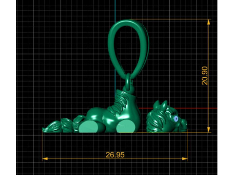 3D Printable Pony Pendant with Ruby Eyes 3D Print Model