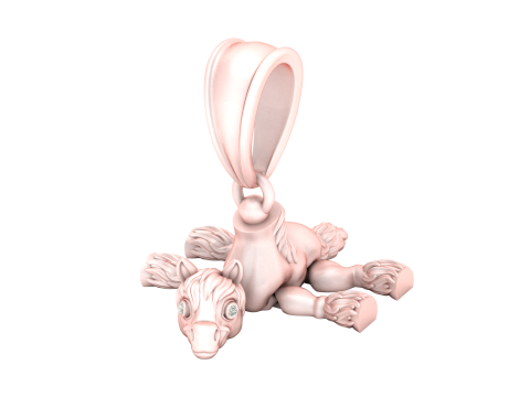 3D Printable Pony Pendant with Ruby Eyes 3D Print Model