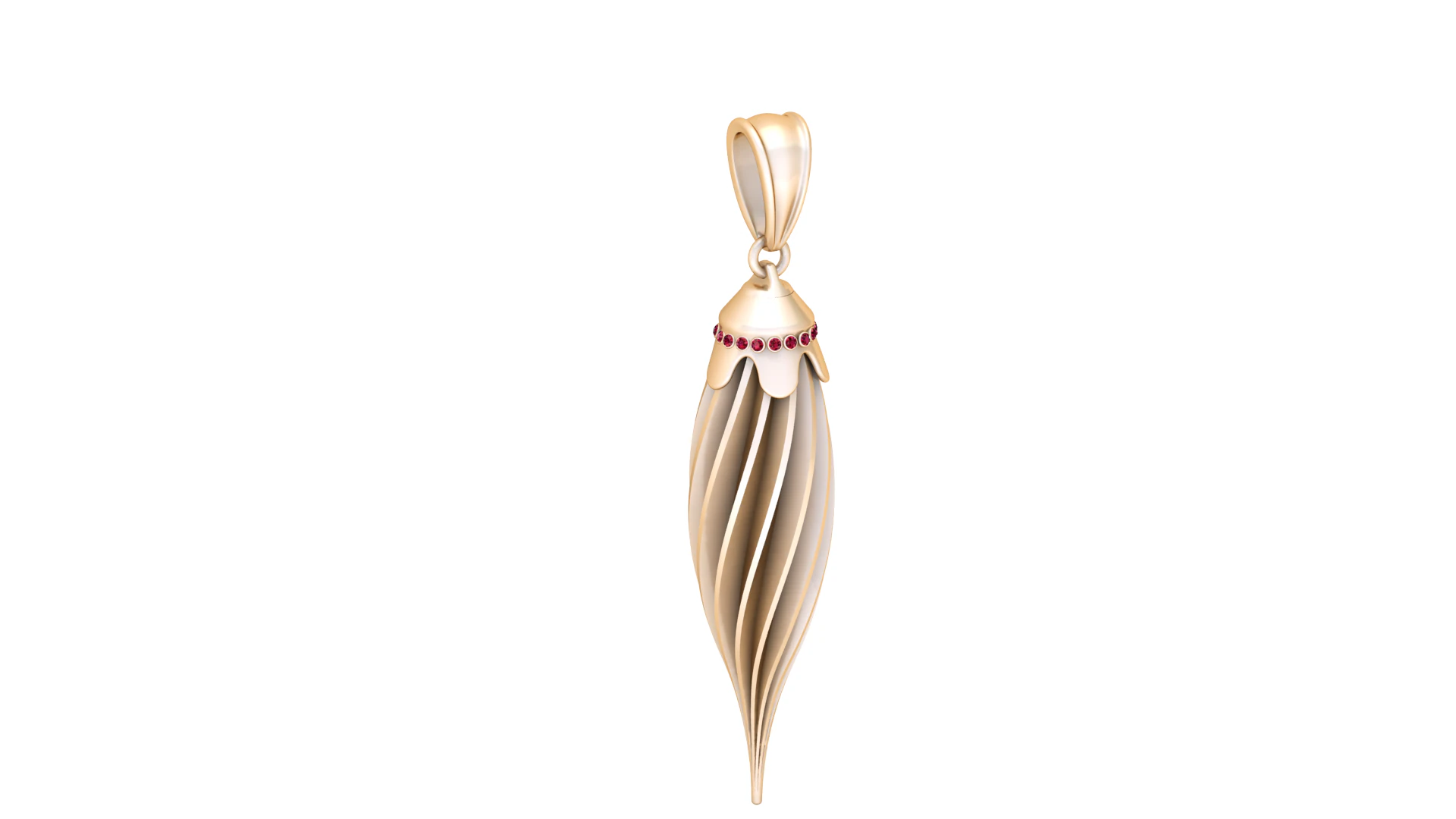 3D Printable Twisted Pendant with Ruby Accents 3D Print Model .c4d .max .obj .3ds .fbx .stl .blend 