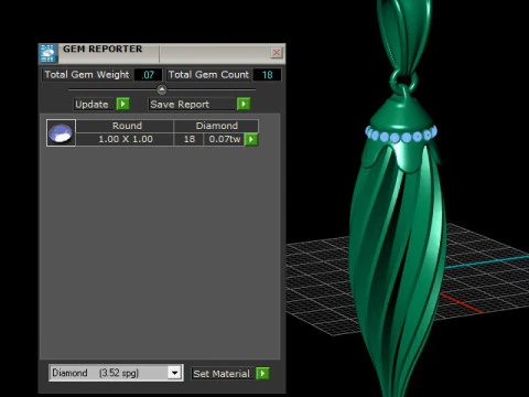 3D Printable Twisted Pendant with Ruby Accents 3D Print Model