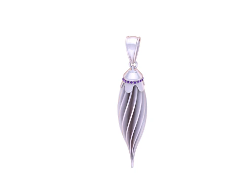 3D Printable Twisted Pendant with Ruby Accents 3D Print Model