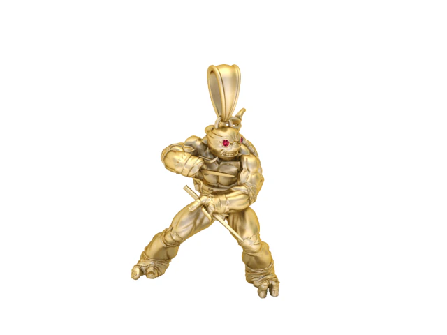 3D Printable Ninja Turtle Pendant with Ruby Eyes 3D Print Model .c4d .max .obj .3ds .fbx .stl .blend 