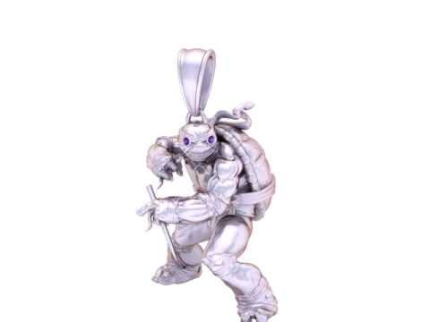 Pendentif tortue ninja imprimable en 3D avec yeux rubis Modèles 3D en vedette