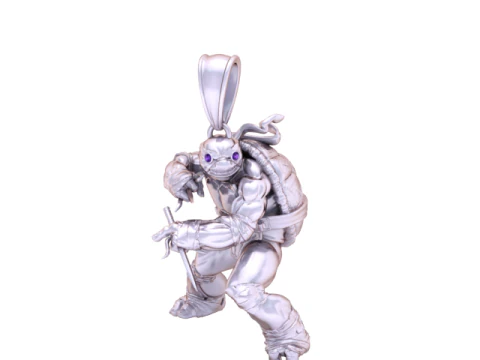 3D Printable Ninja Turtle Pendant with Ruby Eyes 3D Print Model
