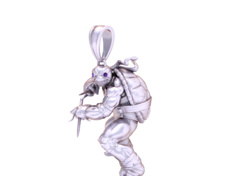 Pendentif tortue ninja imprimable en 3D avec yeux rubis Modèles 3D en vedette