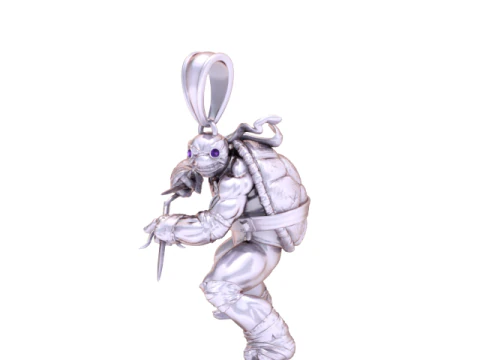 3D Printable Ninja Turtle Pendant with Ruby Eyes 3D Print Model