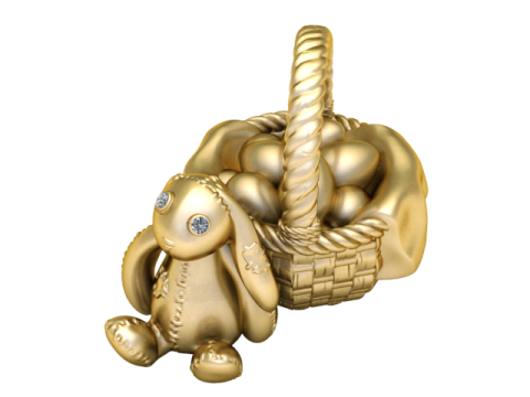 3D Printable Bunny with Easter Basket Pendant 3D Print Model