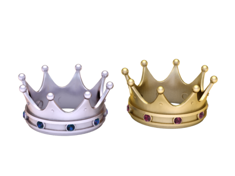 3D Printable Regal Crown Ring with Ruby Stones 3D Print Model