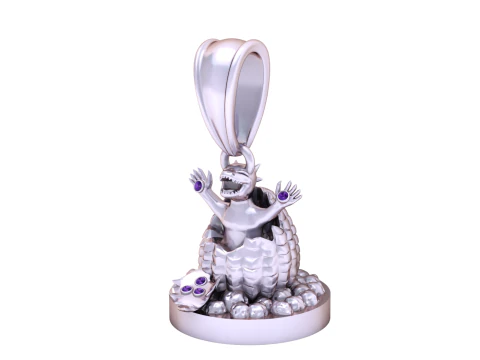 3D Printable Baby Dragon Pendant with Ruby Accents 3D Print Model